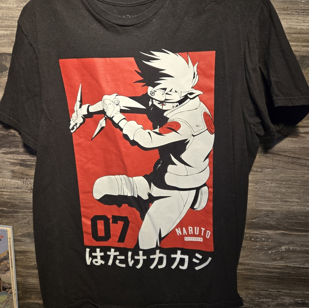 Naruto Shippuden Collection Men's Anime Black Large T-shirt Vintage 2002